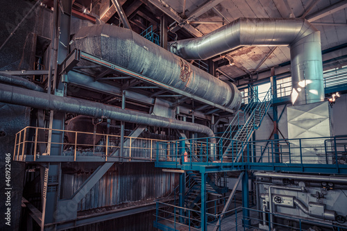 Abandoned industry area with power plant a lost place a decayed factory hall