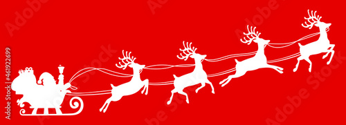 Santa Claus flyin on Christmas sleigh silhouette on red background – stock vector