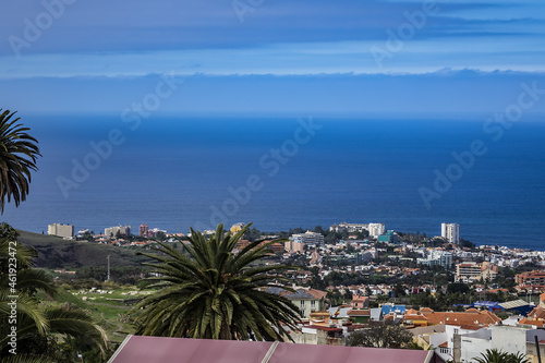 Fototapeta Naklejka Na Ścianę i Meble -  View on La Orotava - is one of most beautiful areas in northern part of Tenerife. Orotava Valley stretches from the sea up to mountains. La Orotava, Tenerife, Canary Islands, Spain.