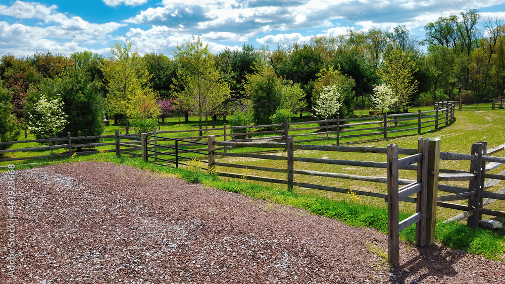 View of Beautifully Blooming Trees and Plants and Unique Structures on a Spring Day View of Beautifully Blooming Trees and Plants and Unique Structures on a Spring Day