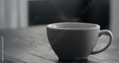 Wallpaper Mural Slow motion steam rising from white cappuccino cup closeup Torontodigital.ca