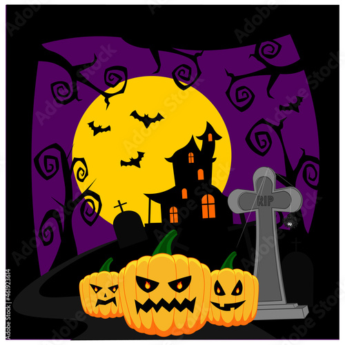 Halloween vector illustration for children. Spooky background