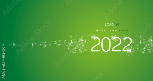 New Year 2022 greetings loading 2022 firework white green color vector