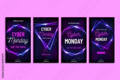 cyber monday social media stories vector design illustration