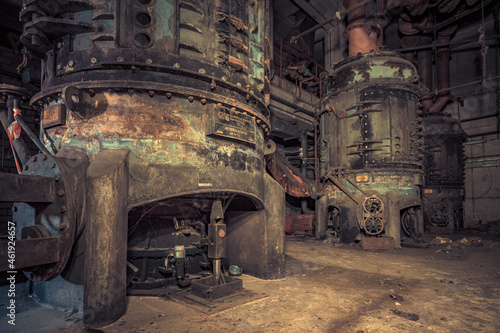 Abandoned industry area with power plant a lost place a decayed factory hall