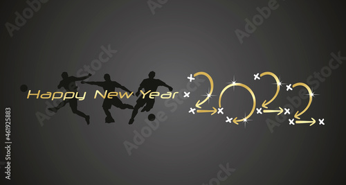 2022 Soccer Happy New Year strategy golden arrows black board background