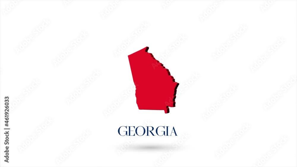 3d animated flat map showing the state of Georgia from the United State