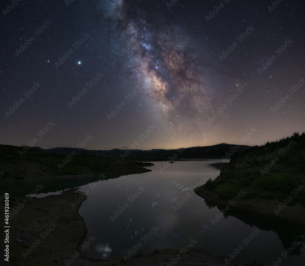 Aos lake under Milky Way