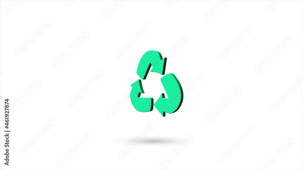3d animated flat recycle icon with shadow isolated on white background. Rotating recycle icon. 4K video motion graphic animation. 3d animated flat recycle icon with shadow isolated on white background. Rotating recycle icon. 4K video motion graphic animation.