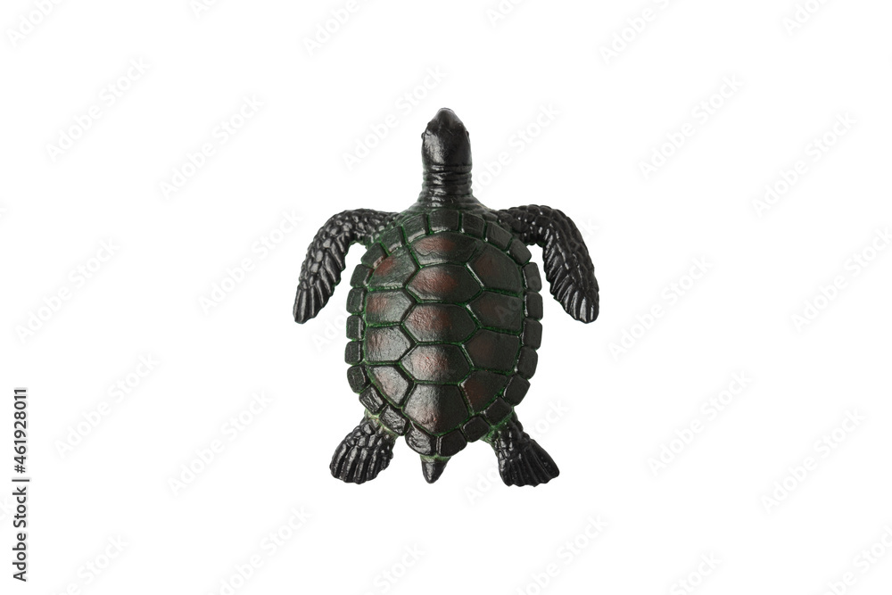 Fototapeta premium Green toy sea turtle isolated on white background