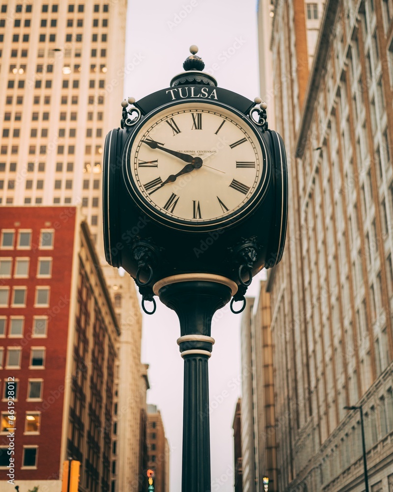 Centennial Clock and buildings in downtown Tulsa, Oklahoma