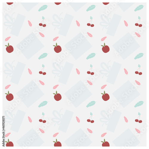 seamless pattern with fruits and leaves