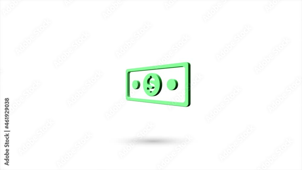 3d animated flat banknote dollar icon with shadow isolated on white background. Rotating banknote dollar icon. 4K video motion graphic animation. 3d animated flat banknote dollar icon with shadow isolated on white background. Rotating banknote dollar icon. 4K video motion graphic animation.