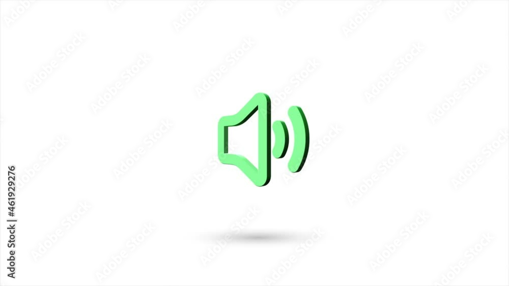 3d animated flat speaker volume icon with shadow isolated on white ...