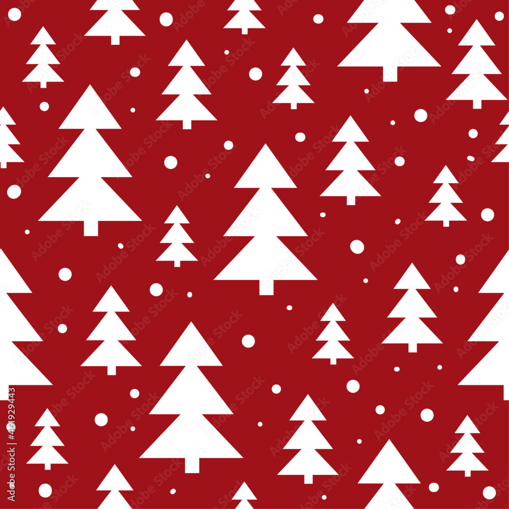 christmas tree seamless pattern in white and red. Paper wrap.Christmas background