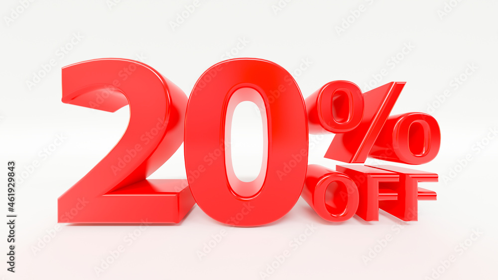 20% off 3d text on white background 20% off 3d text on white background