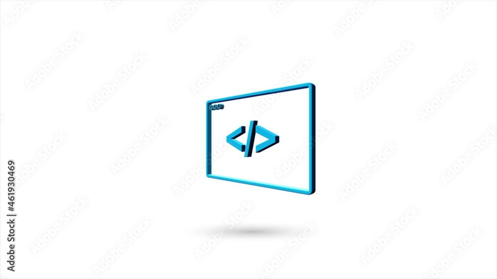 3d animated flat code browser icon with shadow isolated on white background. Rotating code browser icon. 4K video motion graphic animation. 3d animated flat code browser icon with shadow isolated on white background. Rotating code browser icon. 4K video motion graphic animation.