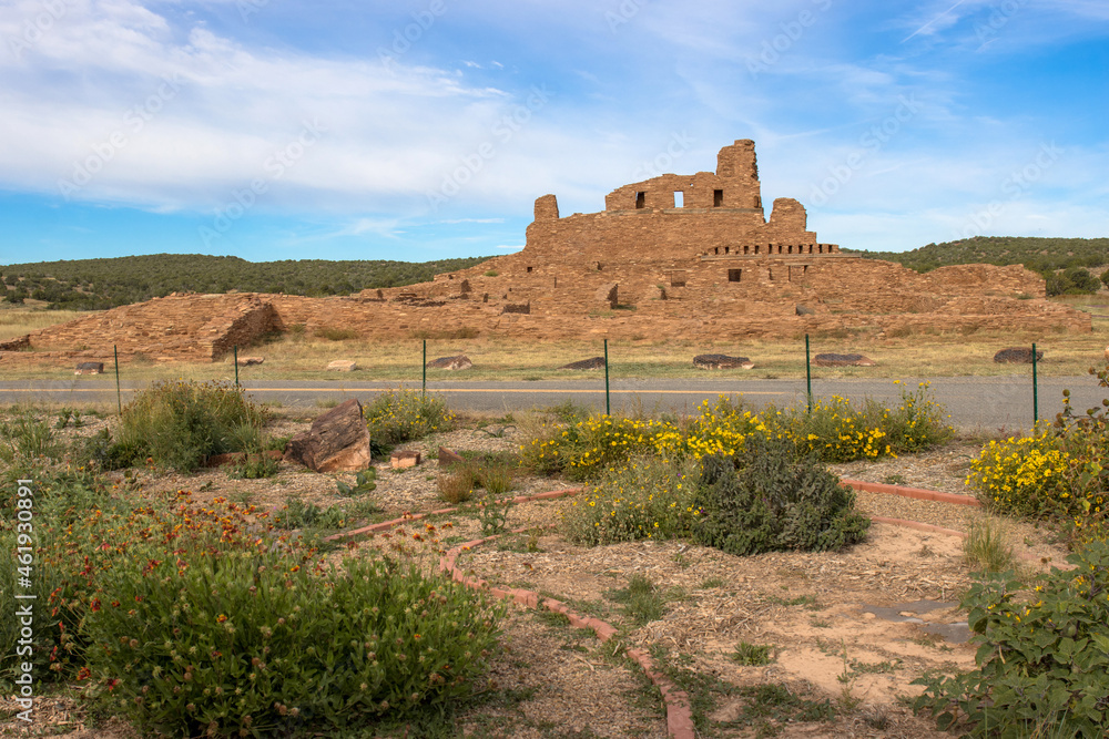 Pollinator garden across the road from Abo church at Salinas Pueblo Missions National Monument in New Mexico