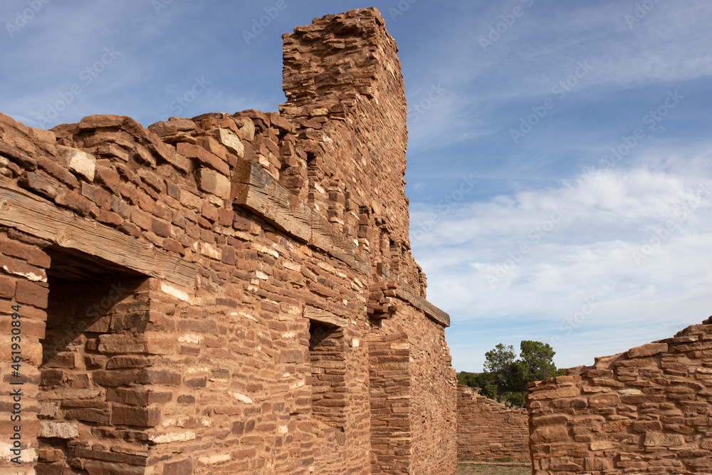 Closeup details of Abo church at Salinas Pueblo Missions National Monument in New Mexico