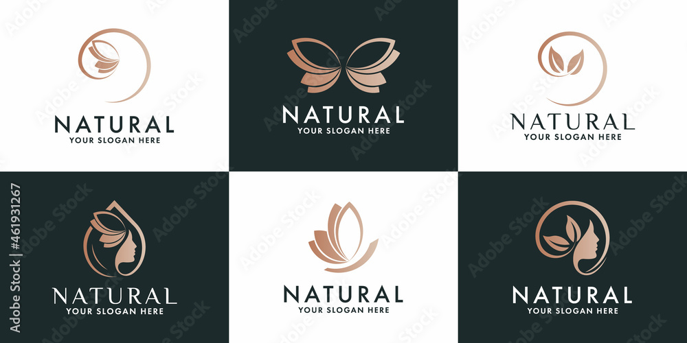 set of beauty luxury logo design and wellness logo