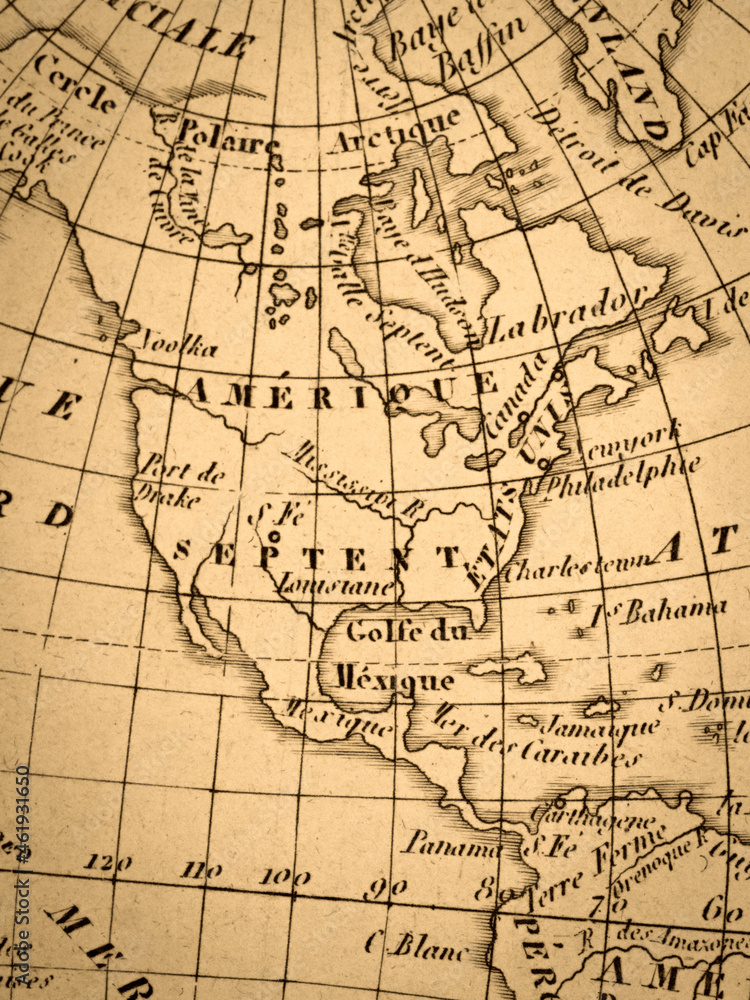 アンティークの古地図　北米大陸