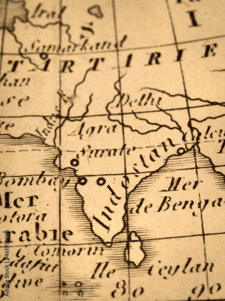 アンティークの古地図　インド
