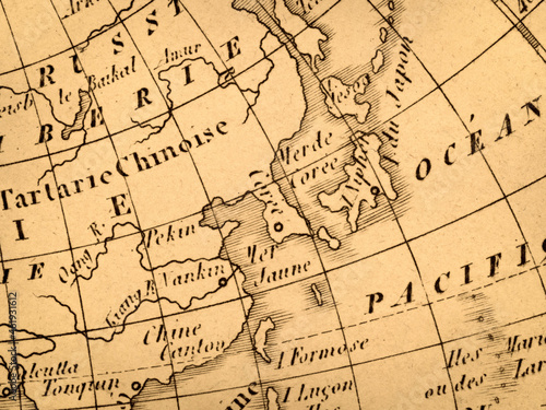 アンティークの世界地図 東アジア 