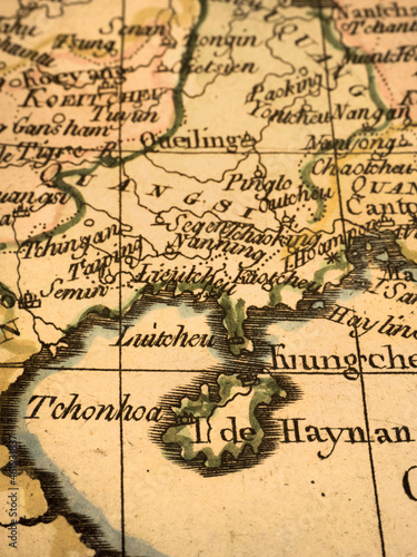 アンティークの古地図 中国・海南島