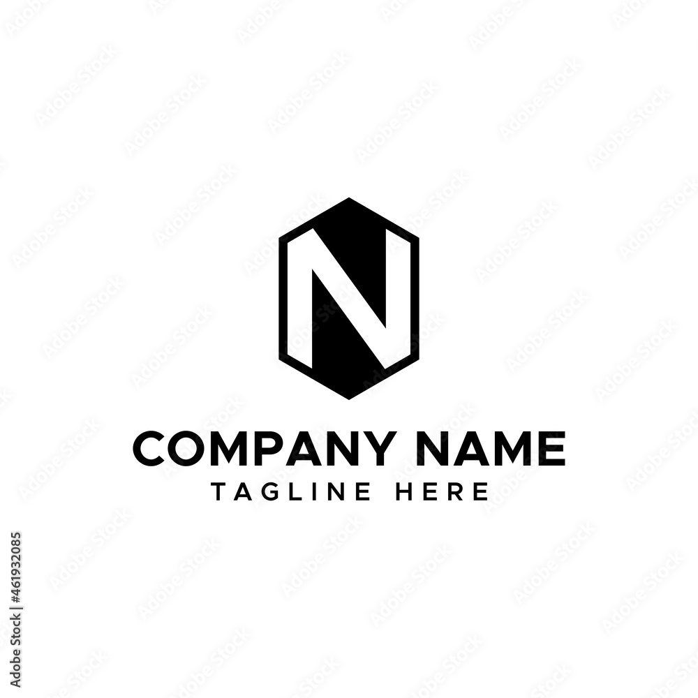 initial letter N shield logo vector