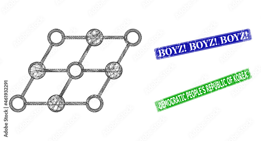 Mesh inclined grid image, and Boyz! Boyz! Boyz! blue and green ...