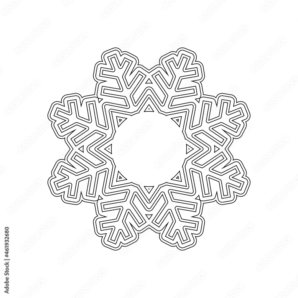 Snowflake coloring on a white background. Vector. 