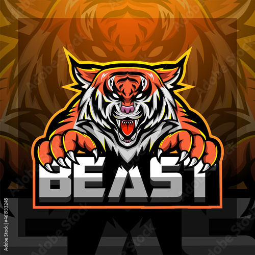 Tiger face esport mascot logo design