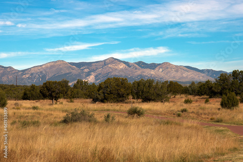 Manzano Mountains as seen from Abo Mission in Salinas Pueblo Missions National Monument in New Mexico