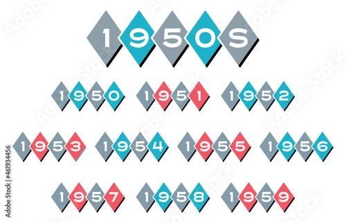 1950s Year Labels | Mid-Century Calendar Headers and Timeline Clipart Set | Stylized Retro Banners | Graphic Resource for Reunions, Scrapbooks and More | Vintage Fifties Sign