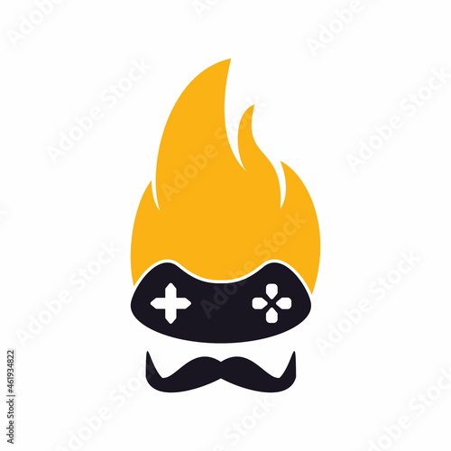 Gaming logo with Mustache. Gaming mascot vector design.