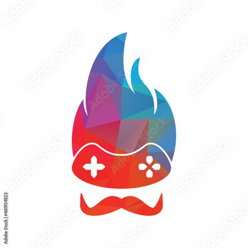 Gaming logo with Mustache. Gaming mascot vector design.