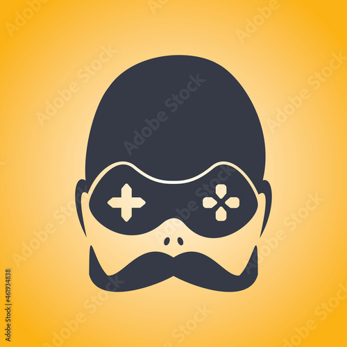 Gaming logo with Mustache. Gaming mascot vector design.