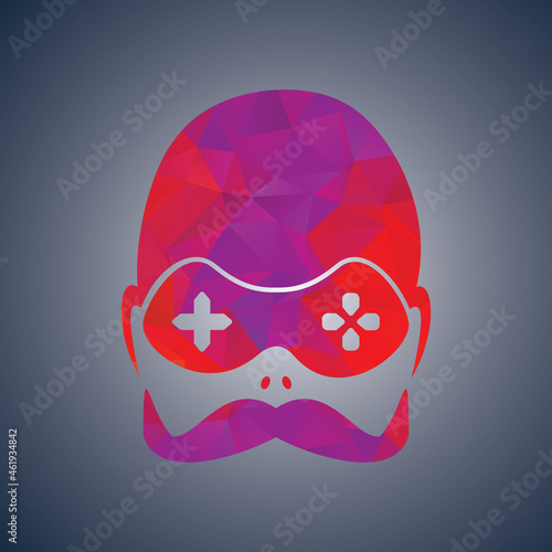 Gaming logo with Mustache. Gaming mascot vector design.