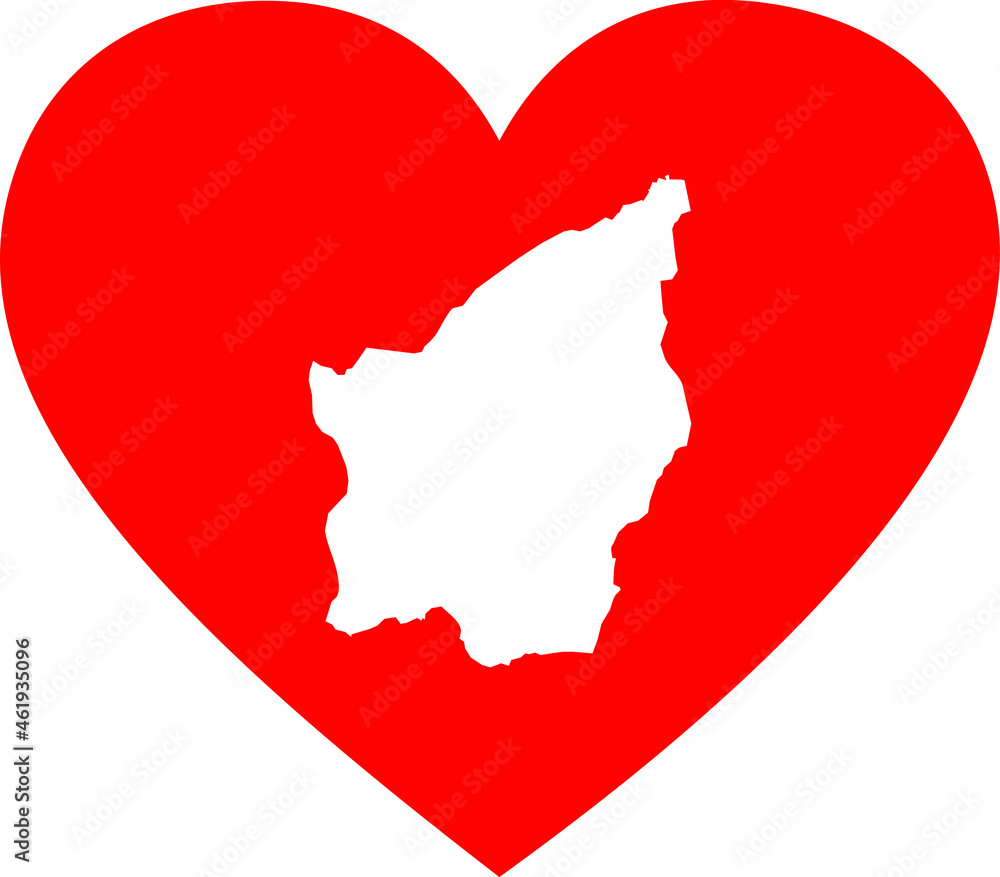Fototapeta premium White map of San Marino inside red heart shape