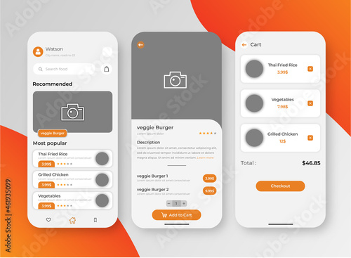 Organic and natural food delivery mobile apps screen Premium vector