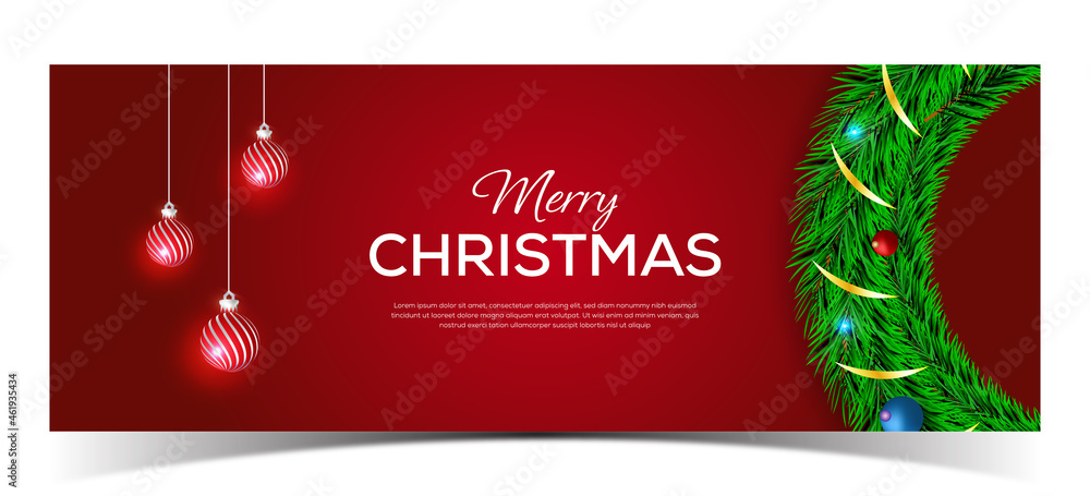 Merry christmas banner design with text space