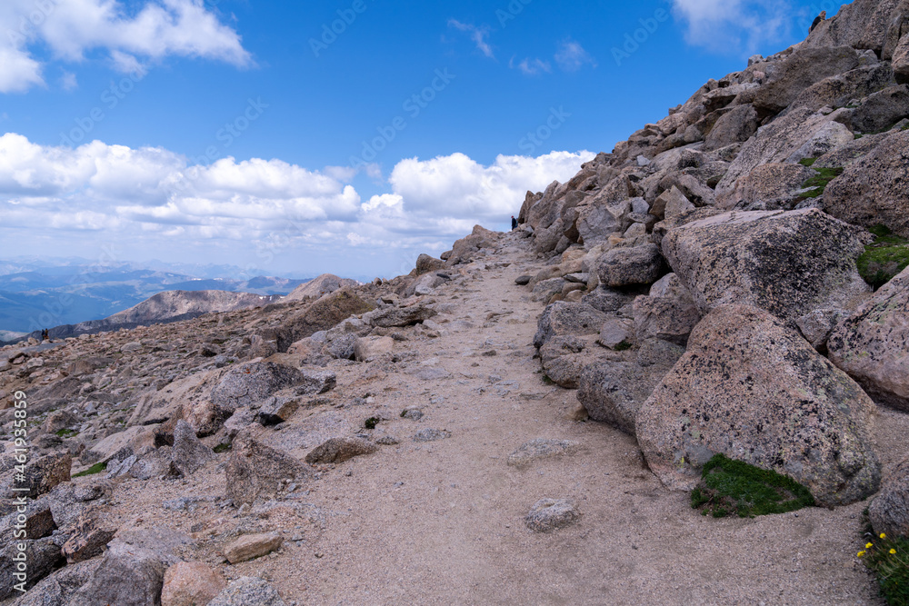 Hiking trail leading to the top of Mt. Evans, a 14er mountain in Colorado