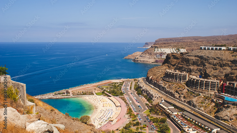 View over Amadores beach on Gran Canaria, Spain