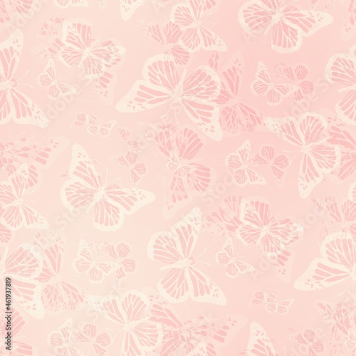 Seamless pastel pink butterfly pattern