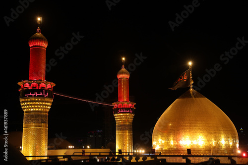 karbala, iraq - september 27, 2021: photo of imam husien shrine in karbala city in Arbaʽeen ilgrimage cermony photo