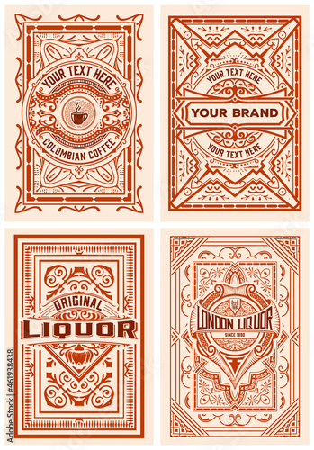 Set of 4 vintage labels for packing