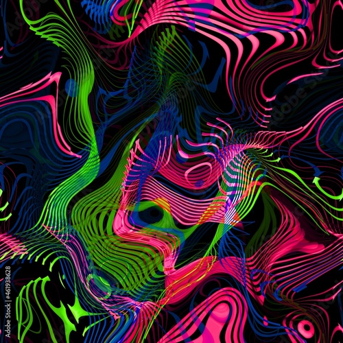 Seamless abstract art colorful wavy lines background pattern