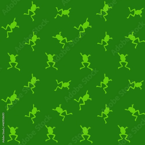 Seamless jumping green frogs background pattern photo