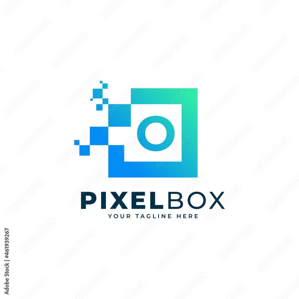 Initial Letter O Digital Pixel Logo Design. Geometric Shape with Square Pixel Dots. Usable for Business and Technology Logos