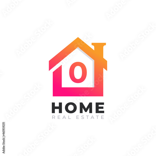 Initial Number 0 Home House Logo Design. Real Estate Logo Concept. Vector Illustration